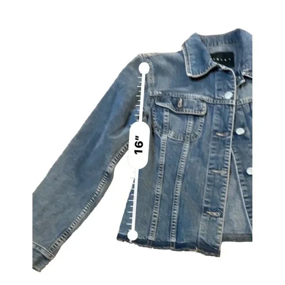 Sisley Women Denim Jean Distressed Jacket from Italy Size XS Sku 1087 - Picture 5 of 8